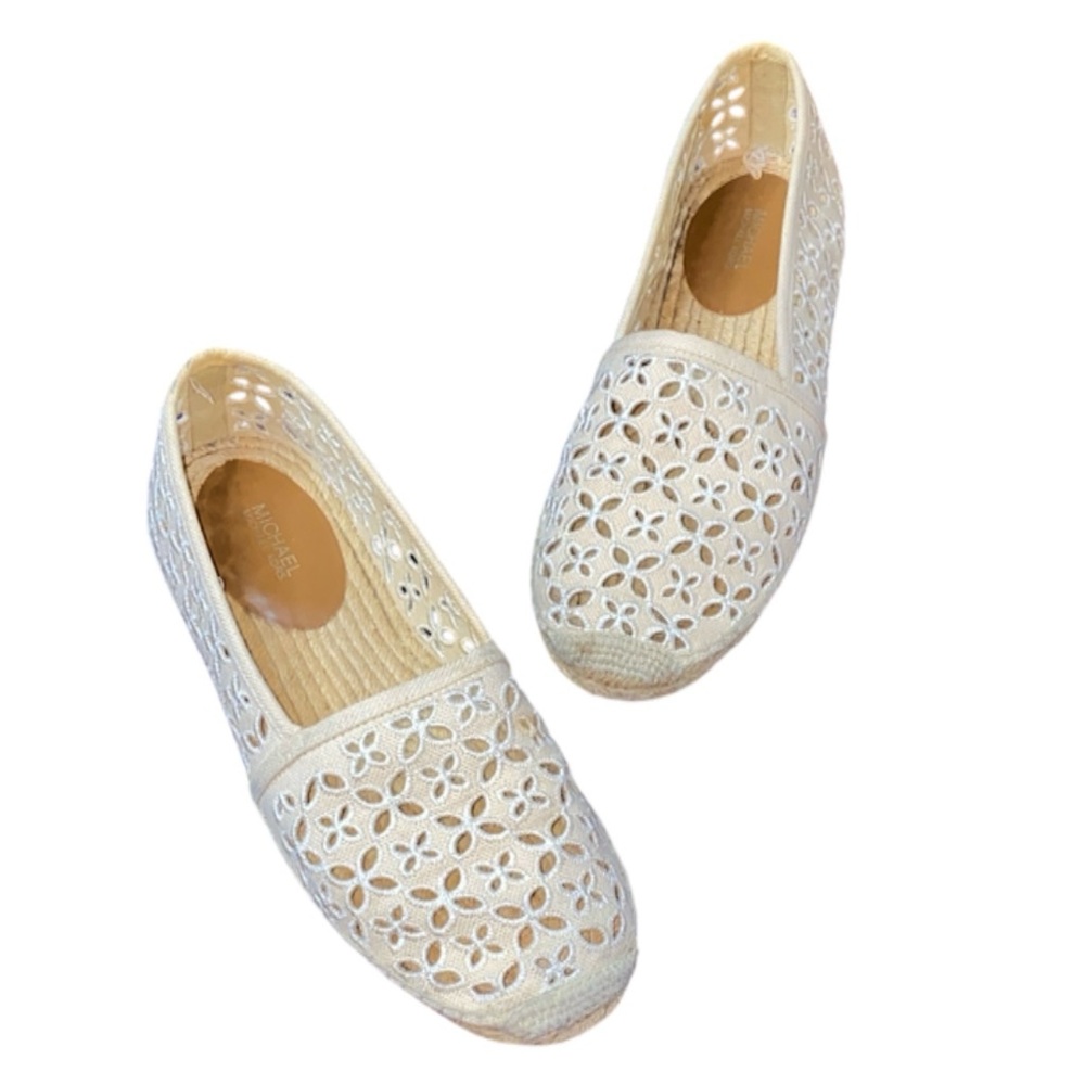 MICHAEL Michael Kors Cream/Tan Floral Flats, Size 9